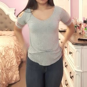 Cut off shoulder blouse